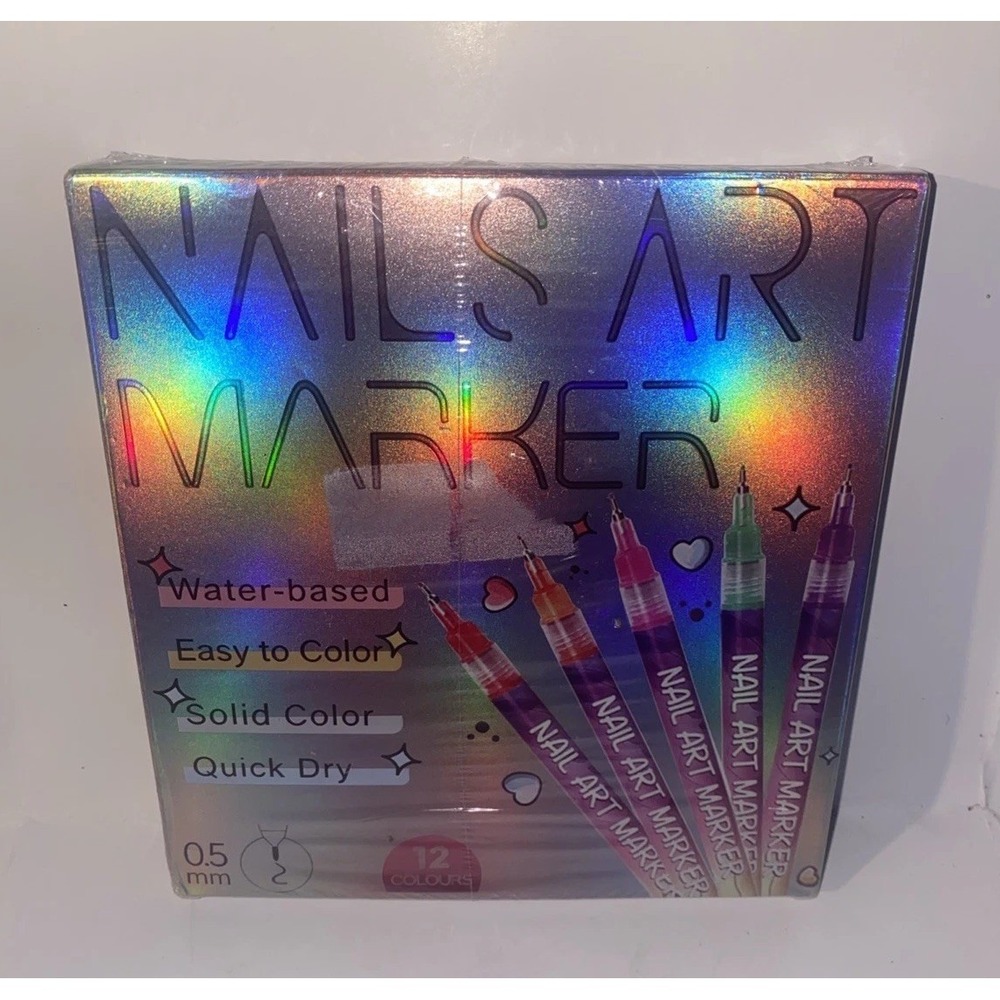 Nail Art Markers- 12 Colors Nail Art Pens - Sealed
